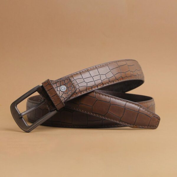 Crocodile Dress Belt  - Brown