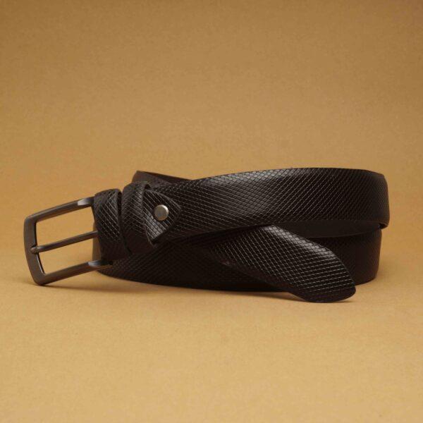 Snake Leather Belt - Dark Brown
