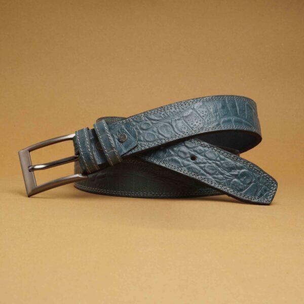 Vintage Crocodile Belt - Teal Blue