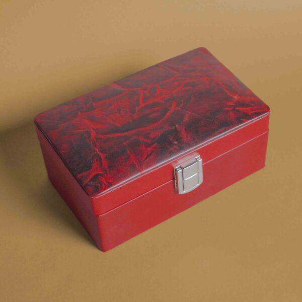 Designer Leather Jewelry Box - Red