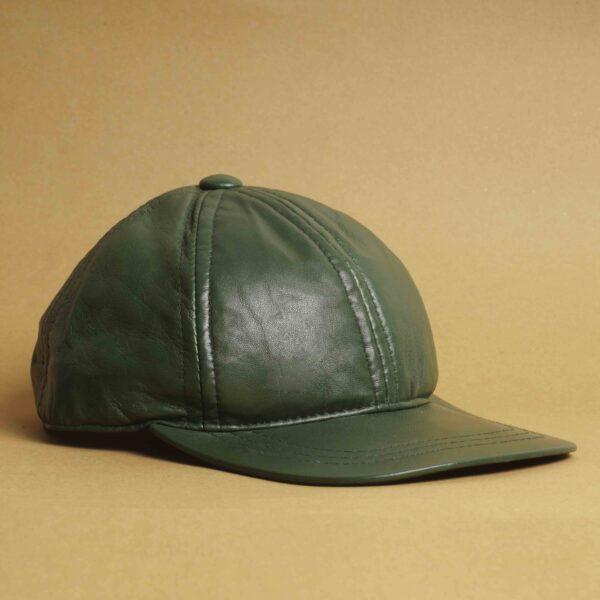 Leather Cap - Forest Green