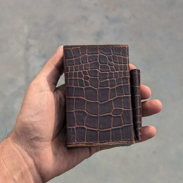Leather Crocodile Texture Case - Dark Brown