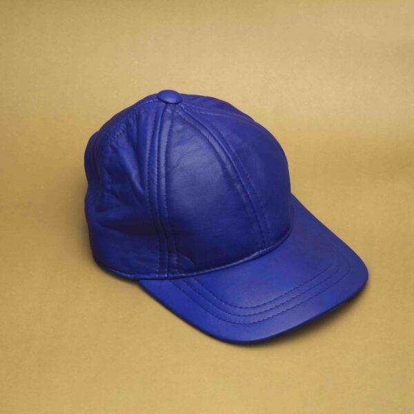 Leather Cap - Royal Blue