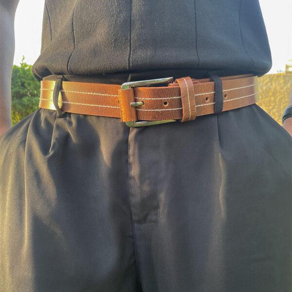 Designer Crazy Horse Jeans Belt - Brown