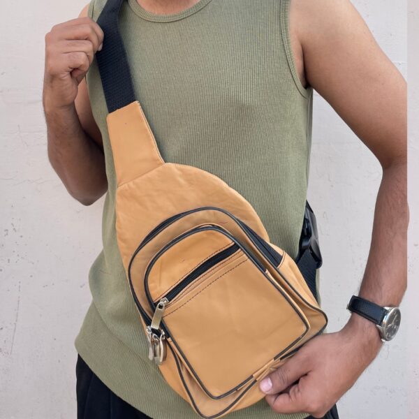 Leather Crossbody Bag - Camel