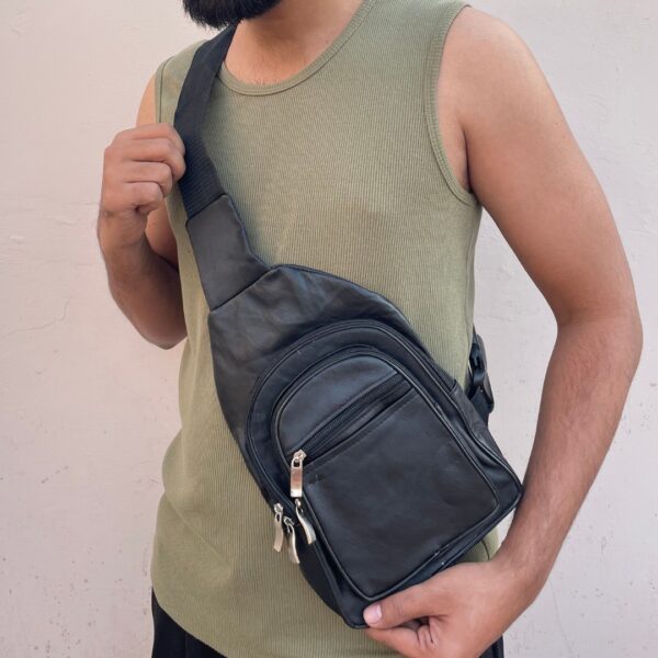 Leather Crossbody Bag - Black